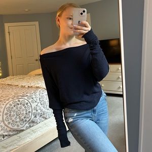 Fashion Nova Off-The-Shoulder Waffle Sweater